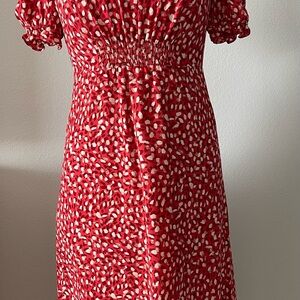 Vince Camuto Red and White Patterned Midi Dress
